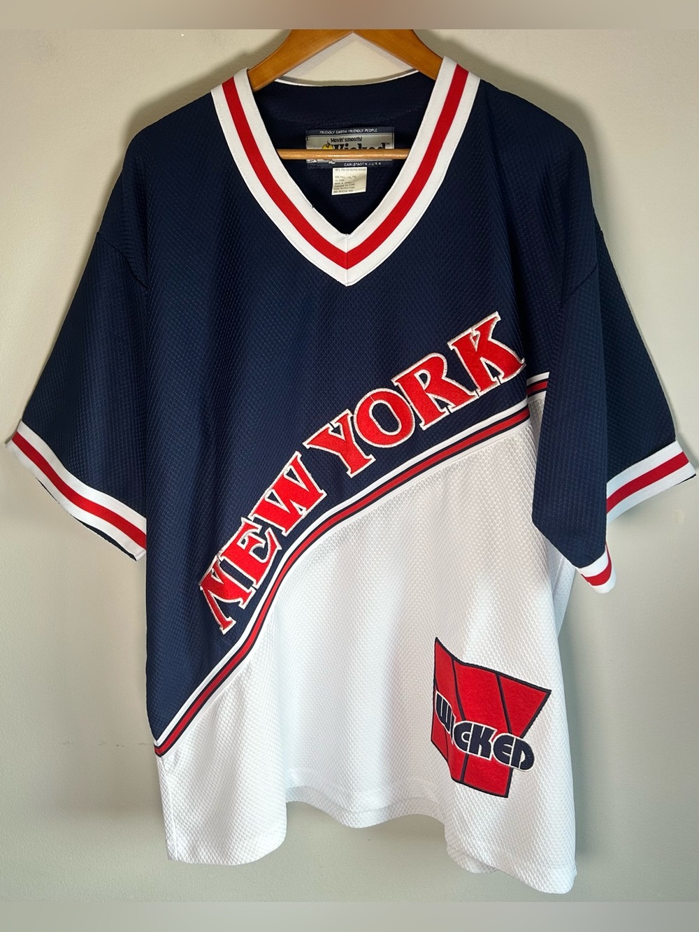 VTG 90s Wicked Movin' Smooth Mens New York Jersey XL Rangers Style SS Mesh USA